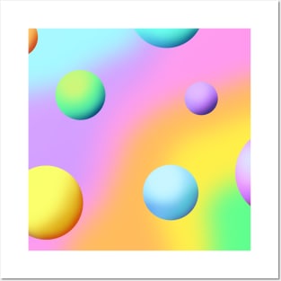 Pastel Rainbow Gradient with Orbs Posters and Art